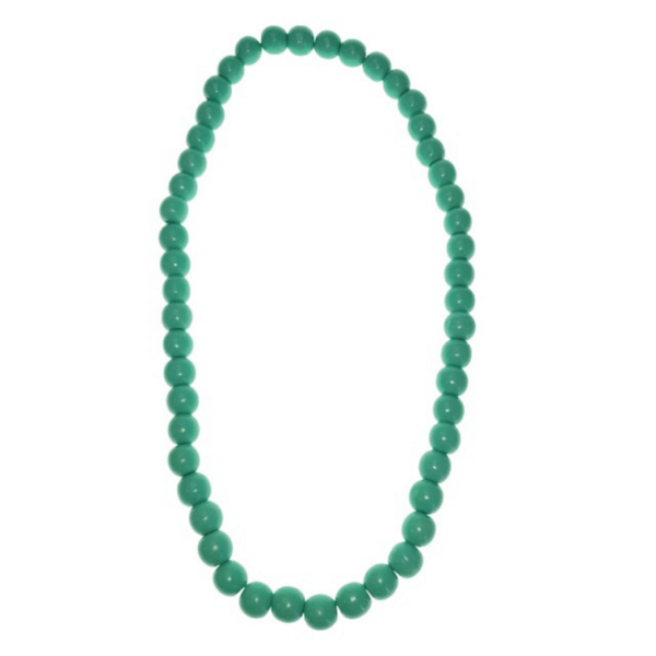 Aqua 16mm wooden beads string necklace