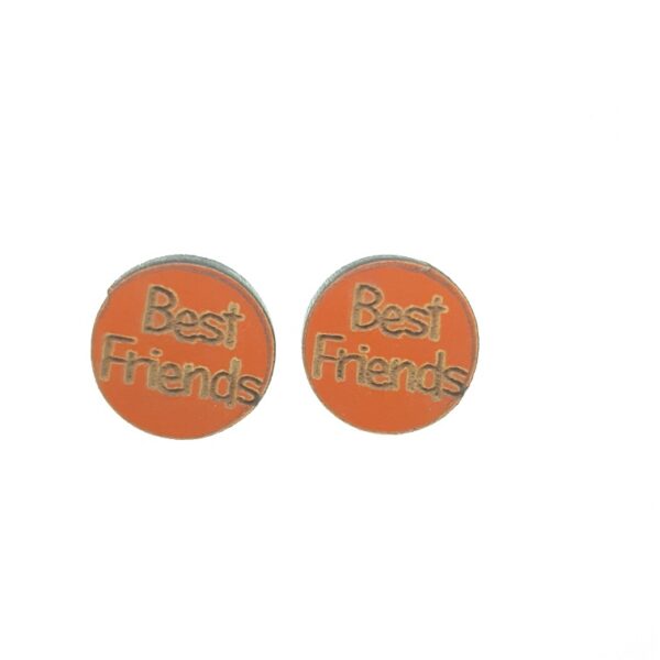 Best Friends laser cut wooden earrings