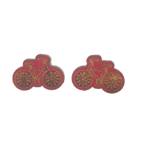 Bicycle laser cut wooden earrings