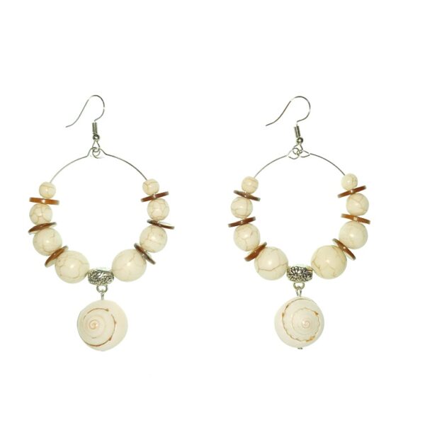 Sone and seashell hoop earrings