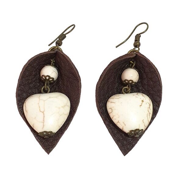 Leather leaf-shaped earrings