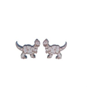 Dinosaur laser cut engraved wooden earrings