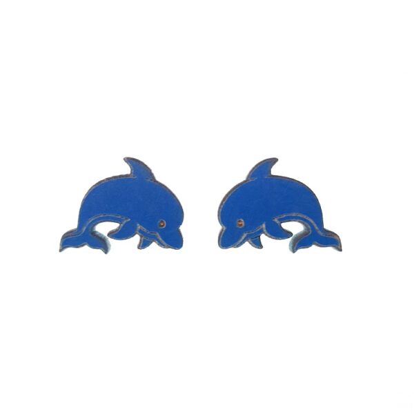 Dolphin engraved wooden laser cut wooden earrings