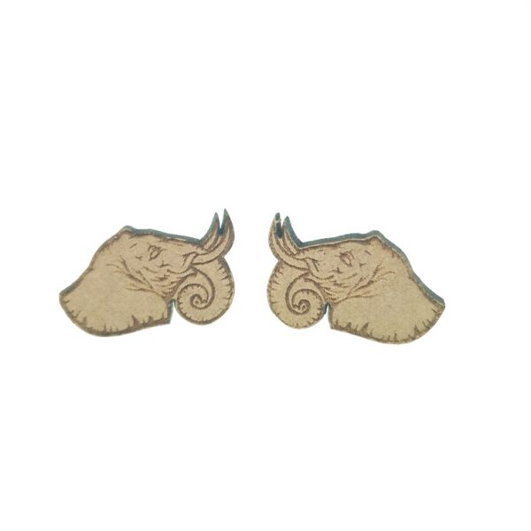 Elephant laser cut engraved wooden earrings