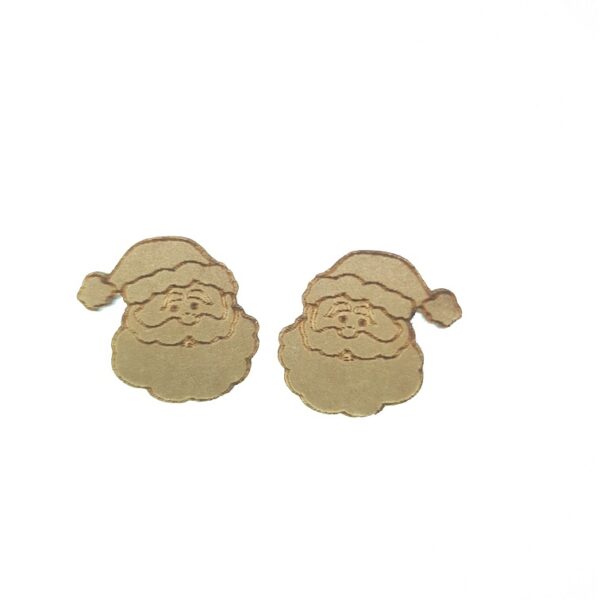 Engraved Father Christmas laser cut wooden earrings