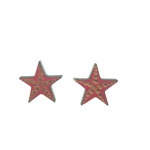Engraved starfish laser cut wooden earrings