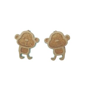 Large monkey laser cut wooden earrings