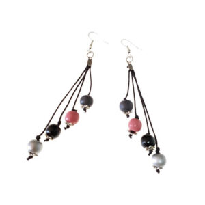 Layered wooden beads earrings