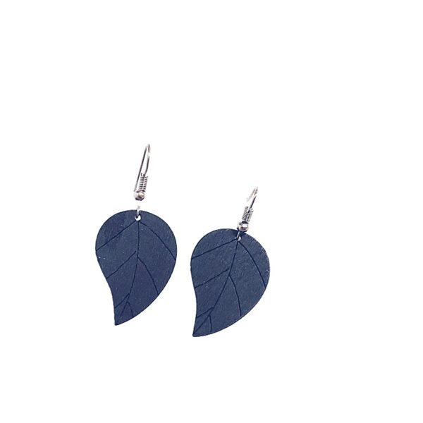 Leaf-shaped wooden earrings