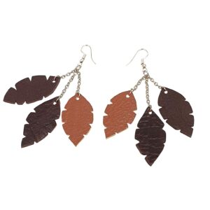 Leather leaf-shaped earrings
