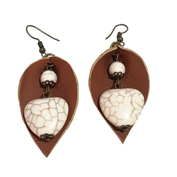 Leather leaf-shaped earrings