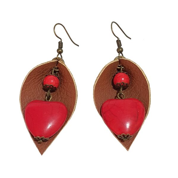 Leather leaf-shaped earrings