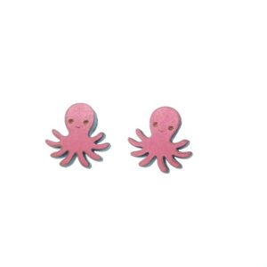 Octopus laser cut wooden earrings