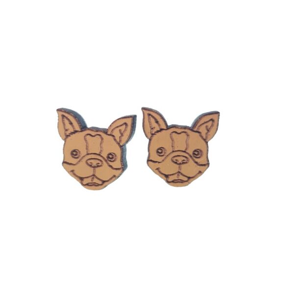 Orange dog laser cut engraved wooden earrings