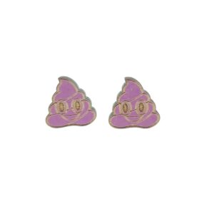 Pile of Poo emoji engraved laser cut wooden earrings