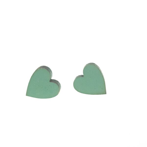 Plain green heart laser cut wooden earrings