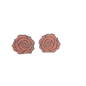 Rose engraved wooden earrings