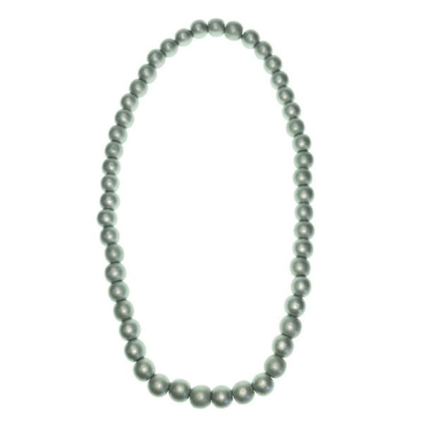 Silver 16mm wooden beads string necklace