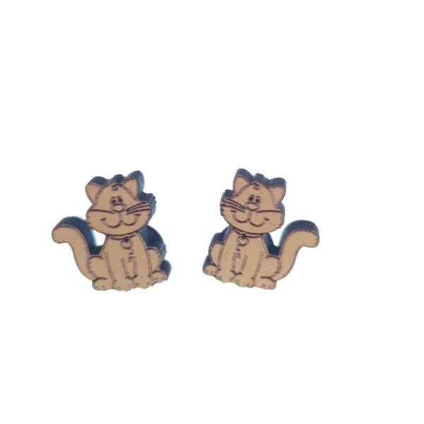 Sitting cat laser cut engraved wooden earrings