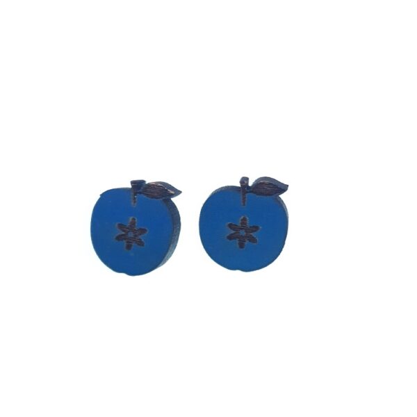Small Apple laser cut engraved wooden earrings