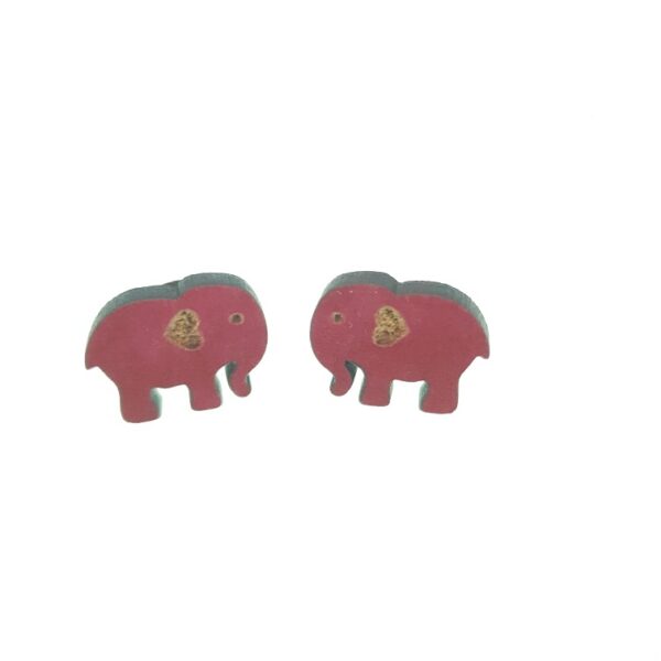 Elephant laser cut engraved wooden earrings