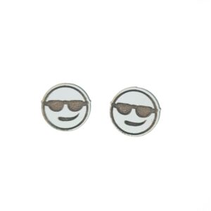 Smiling Face emoji laser cut wooden earrings