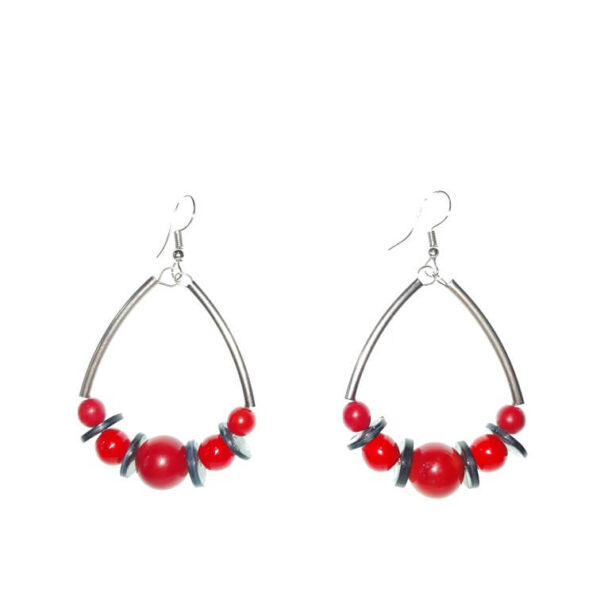 Stone and Coral Hoop earrings