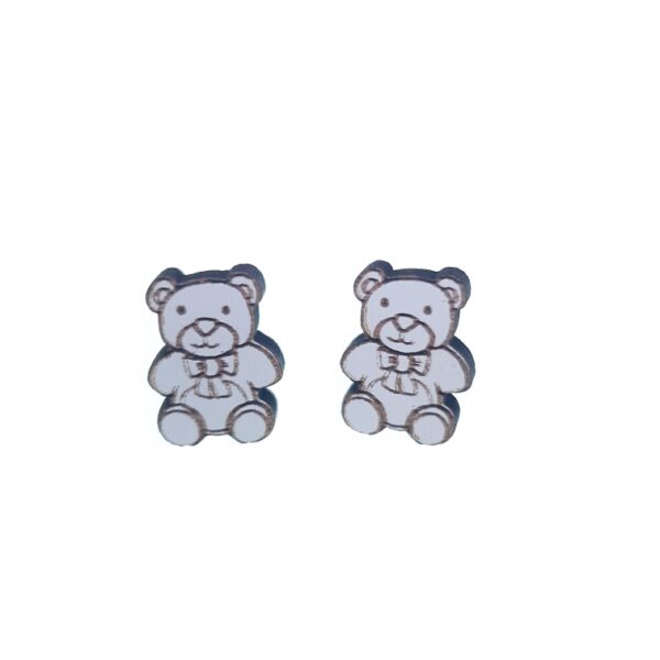 Teddy bear laser cut wooden earrings