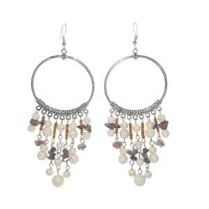 Sone and seashell gypsy hoop earrings